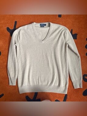 Polo by Ralph Lauren V-Neck Sweater in camel brown